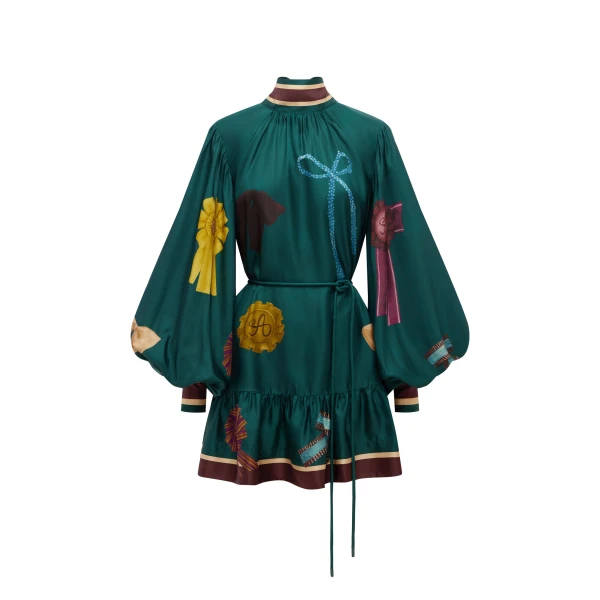 Alémais Rosette Silk Mini Dress