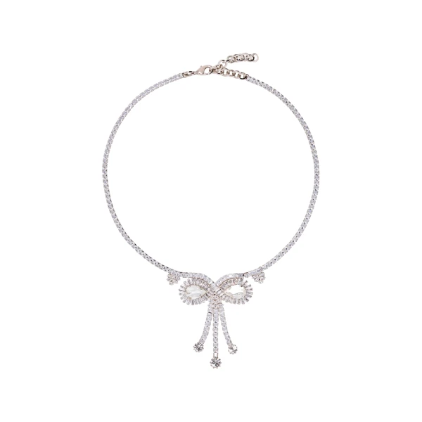 Crystal Necklace with Bow in Crystal and Silver
