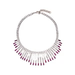 Alessandra Rich Crystal Necklace with Embellishment in Violet Crystal and Silver