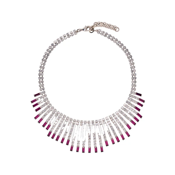 Crystal Necklace with Embellishment in Violet Crystal and Silver