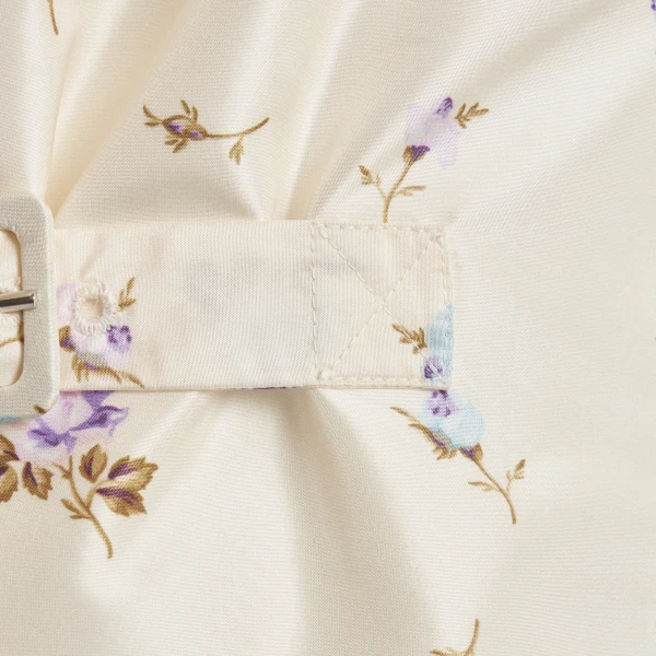 Alessandra Rich Floral-Print Silk Taffeta Mini Dress with Buckles in White and Multi, view 6