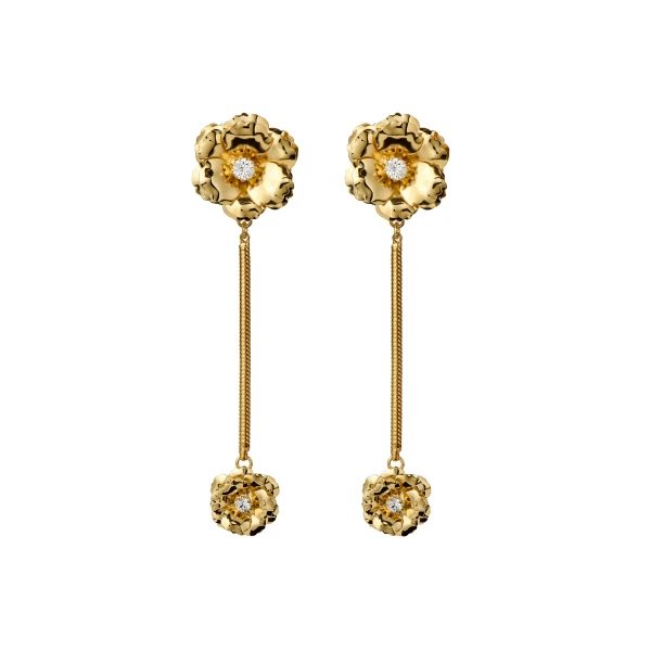 Alessandra Rich Flower Drop Earrings in Gold