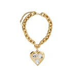 Alessandra Rich Metal Necklace with Crystal Pendant Heart in Crystal and Gold