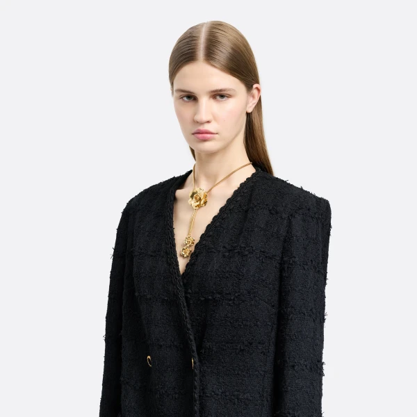 Alessandra Rich Metal Necklace with Flower Embellishments in Gold, view 3