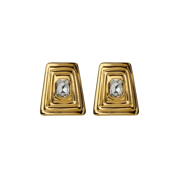 Metal and Crystal Earrings in Crystal and Gold