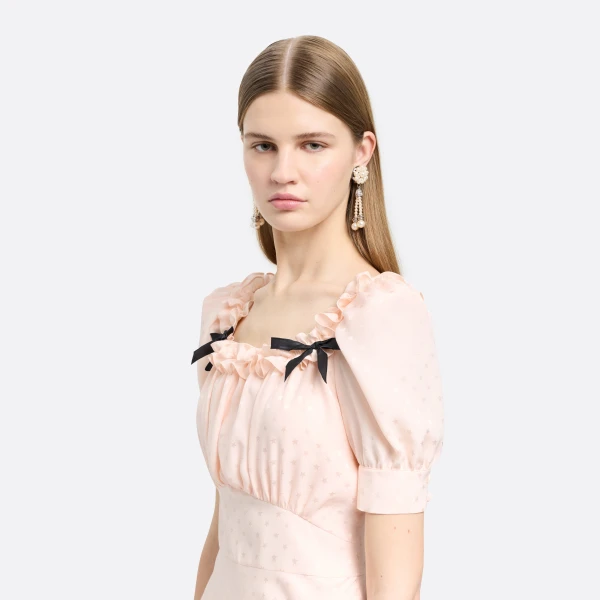 Alessandra Rich Pearl Earrings with Fringes in Pearl and Silver, view 3