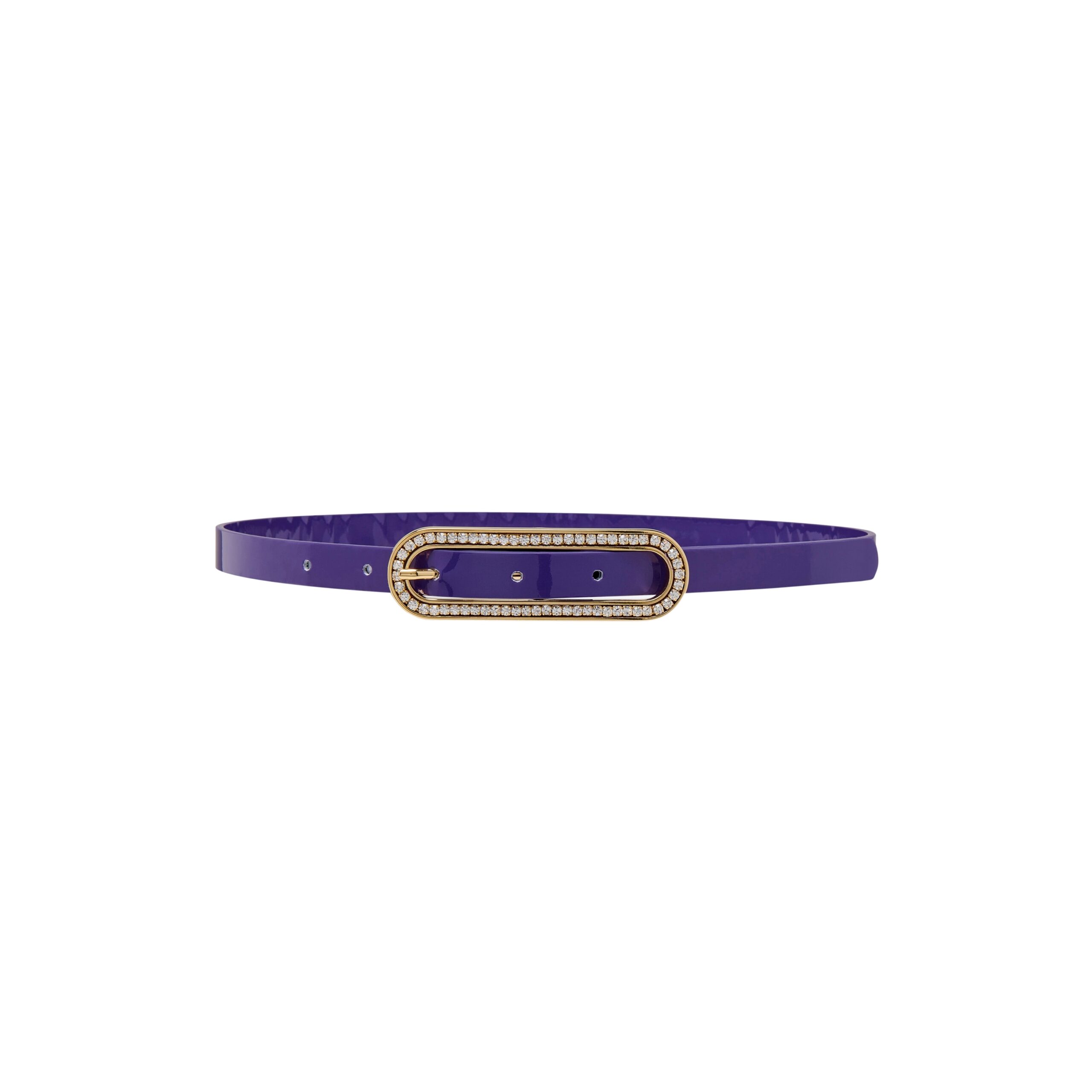 Alessandra Rich Slim Leather Belt with Crystal Buckle in Purple Alessandra Rich Slim Leather Belt with Crystal Buckle in Purple