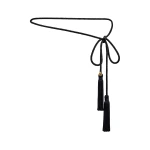 Alessandra Rich Torchon Belt with Tassels in Black