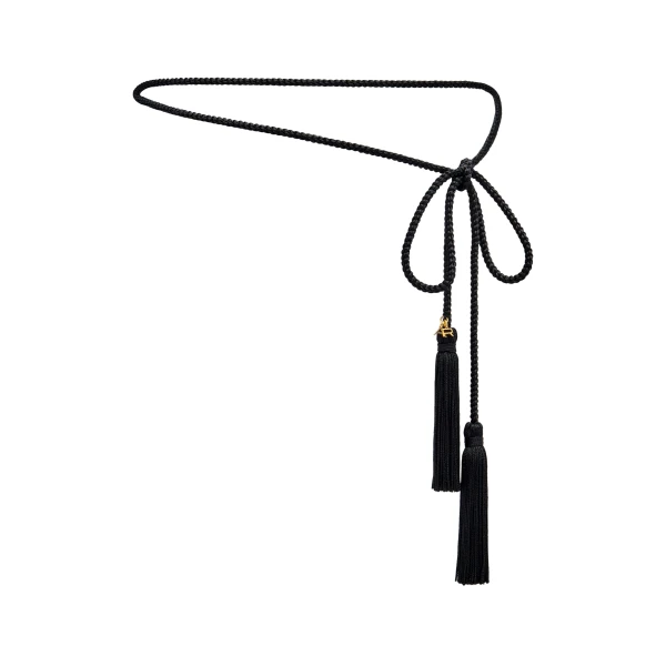 Torchon Belt with Tassels in Black