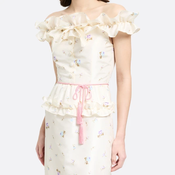 Alessandra Rich Torchon Belt with Tassels in Pink, view 2