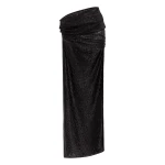 Alex Perry Asymmetric Drape Skirt in Leopard Lace, Black | Maxi Skirts | Luxury Shoes 