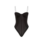 Alex Perry Cupped Bodysuit in Stretch Mesh, Black | Bodysuit | Luxury Shoes 
