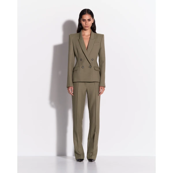 Alex Perry Double Breasted Fitted Blazer in Wool Suiting, Sage