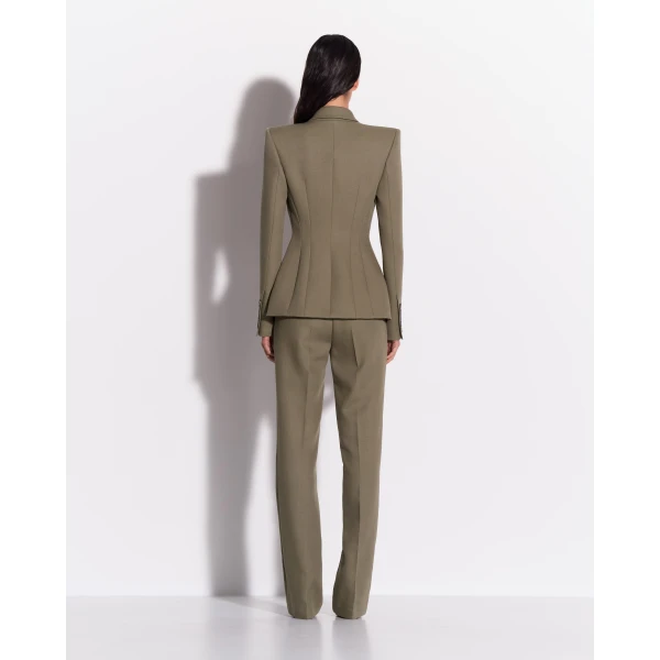 Alex Perry Double Breasted Fitted Blazer in Wool Suiting, Sage