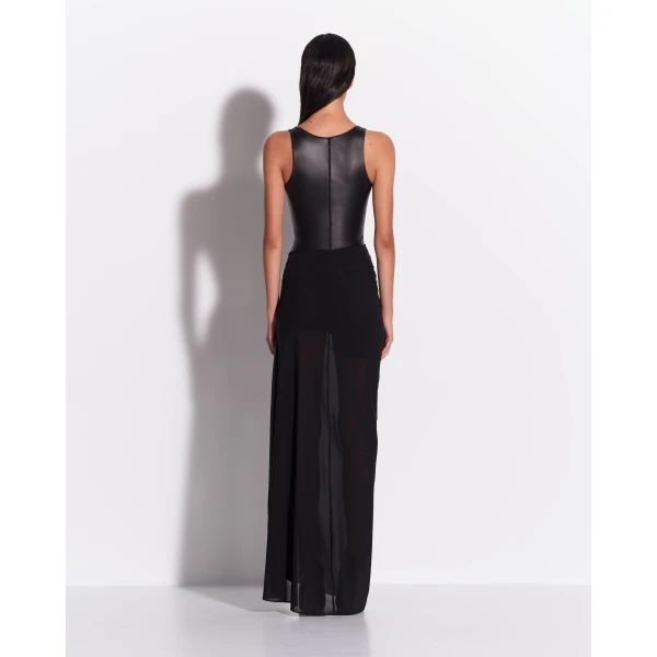 Alex Perry Drape Skirt in Stretch Mesh, Black