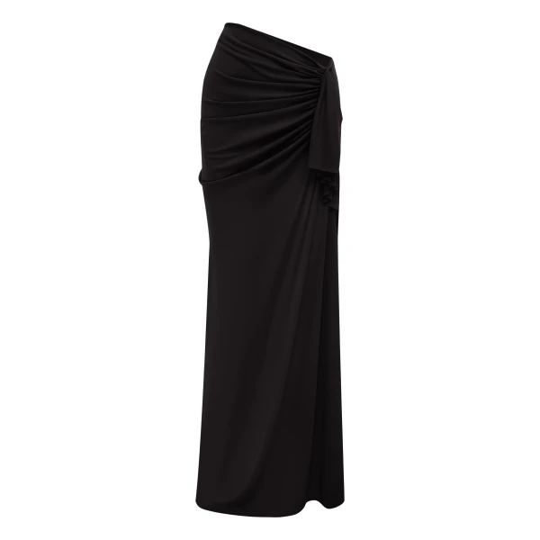 Drape Skirt in Stretch Mesh, Black