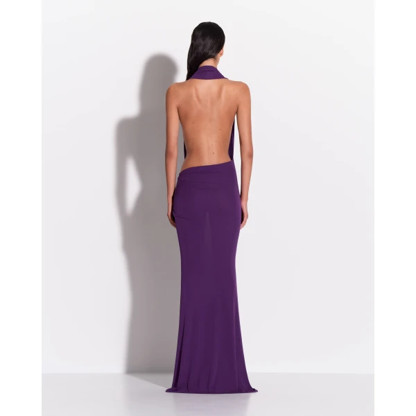 Alex Perry Halter Drape Gown in Dry Jersey, Violet