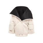 Alex Perry Oversize Biker Jacket in Shearling, White | Shearling Jackets | Luxury Shoes 