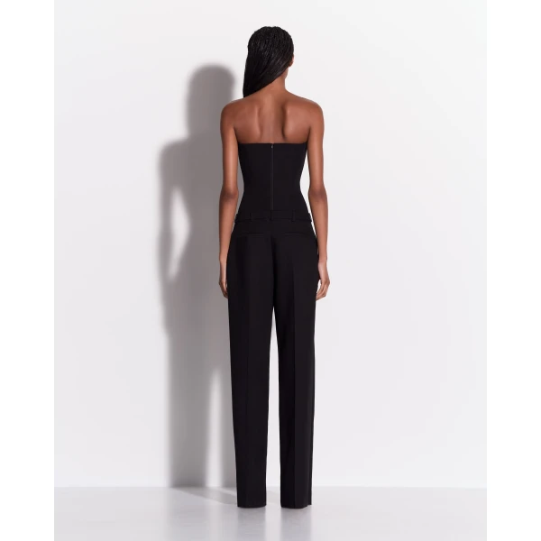 Alex Perry Pleated Trouser in Wool Suiting, Black