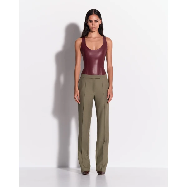 Alex Perry Scoop Singlet Bodysuit in Leather, Cherry