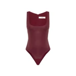 Alex Perry Scoop Singlet Bodysuit in Leather, Cherry | Bodysuit | Luxury Shoes 