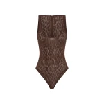 Alex Perry Scoop Singlet Bodysuit in Leopard Lace, Brown | Bodysuit | Luxury Shoes 
