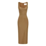 Alex Perry Scoop Singlet Dress in Leather, Dijon | Maxi Dresses | Luxury Shoes 