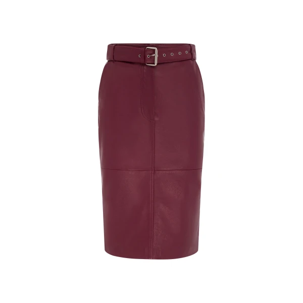 Alex Perry Skirt in Leather, Cherry | Leather Skirts | Luxury Shoes 