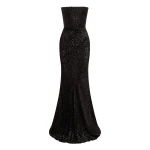 Alex Perry Strapless Drape Gown in Devoré, Black | Evening Gowns | Luxury Shoes 