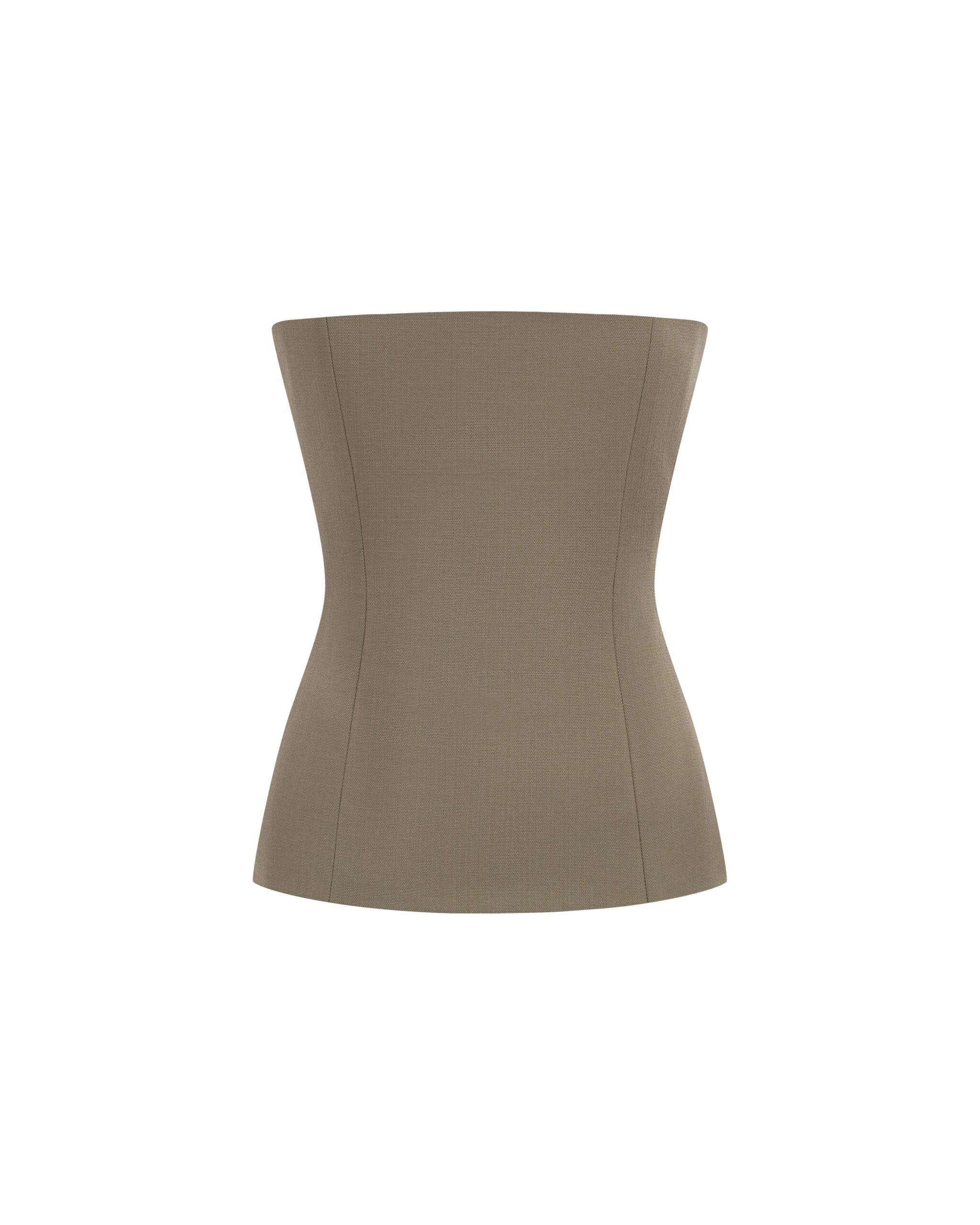 Alex Perry Strapless Longline Corset Top in Wool Suiting, Sage Alex Perry Strapless Longline Corset Top in Wool Suiting, Sage | Sleeveless | Luxury Shoes