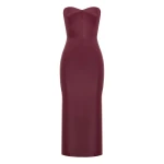 Alex Perry Strapless Sweetheart Dress in Leather, Cherry | Maxi Dresses | Luxury Shoes 