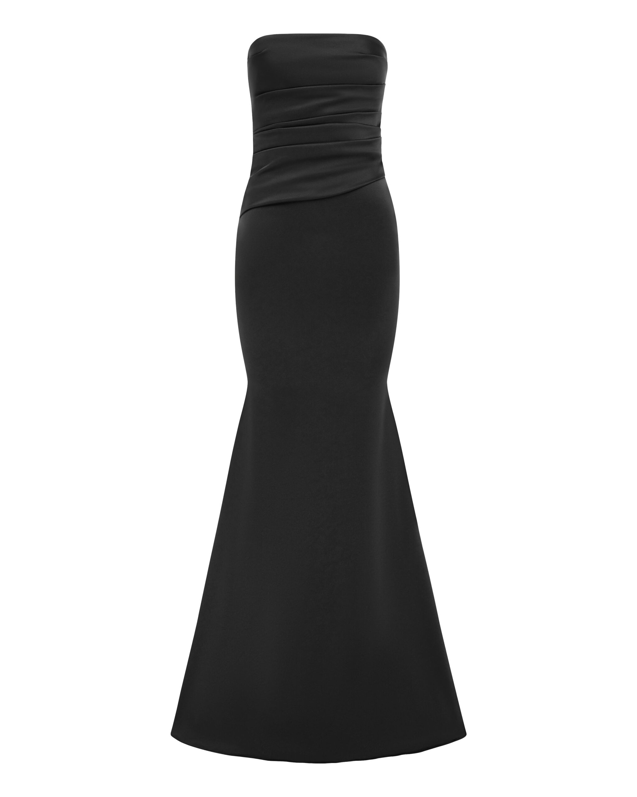 Alex Perry Strapless Tucked Gown in Satin Crepe, Black Alex Perry Strapless Tucked Gown in Satin Crepe, Black | Evening Gowns | Luxury Shoes
