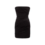 Alex Perry Strapless Tucked Mini Dress in Leopard Lace, Black | Mini Dresses | Luxury Shoes 
