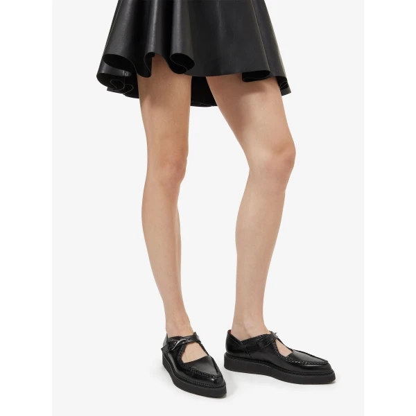 Black Alexander McQueen Wishbone Creeper, view 2 | Flats
