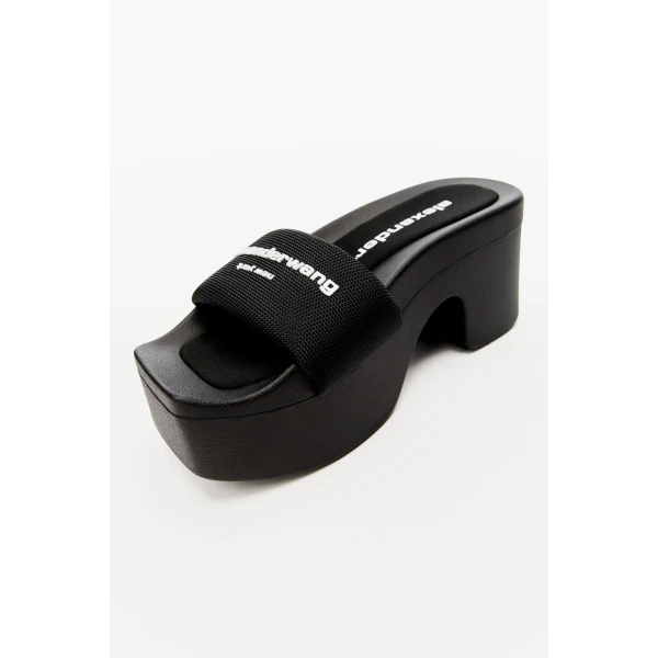 Alexander Wang 85mm Platform Slide in Black | Flip Flops & Slides | Luxury Shoes 