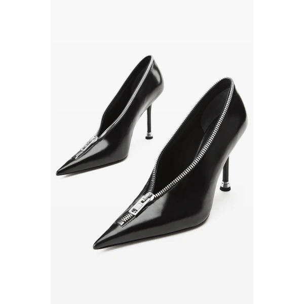 Alexander Wang Akila 105mm Zip-Up Pump in Black | Heels | Luxury Shoes 