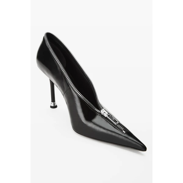 Alexander Wang Akila 105mm Zip-Up Pump in Black | Heels | Luxury Shoes 