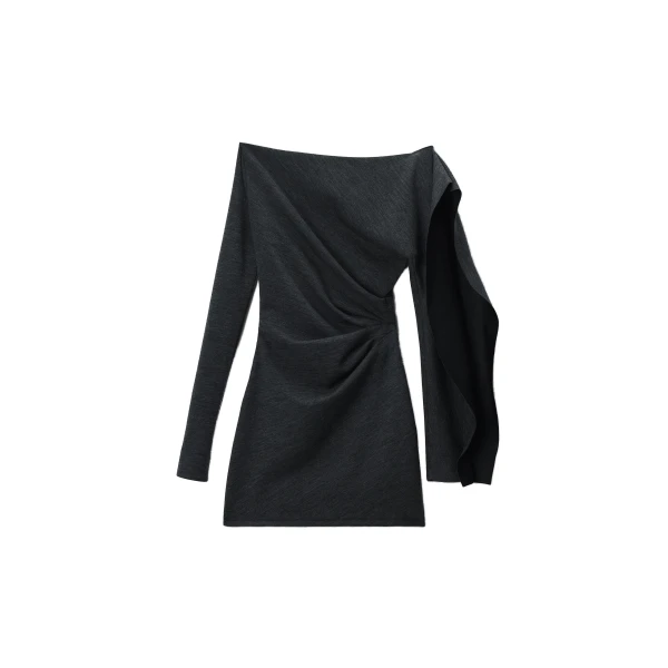 Alexander Wang Asymmetric Drape Mini Dress in Charcoal | Luxury Shoes 