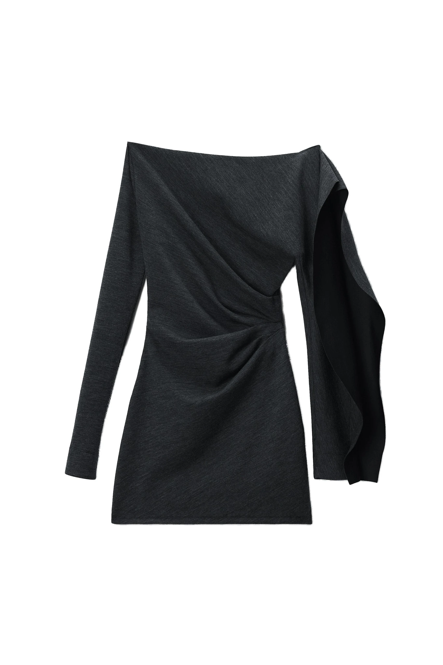 Alexander Wang Asymmetric Drape Mini Dress in Charcoal Alexander Wang Asymmetric Drape Mini Dress in Charcoal | Luxury Shoes