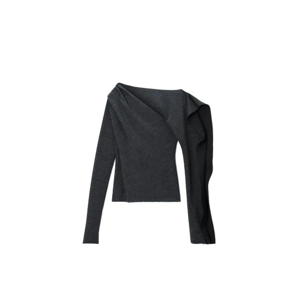 Alexander Wang Asymmetric Drape Top in Charcoal | Luxury Shoes 