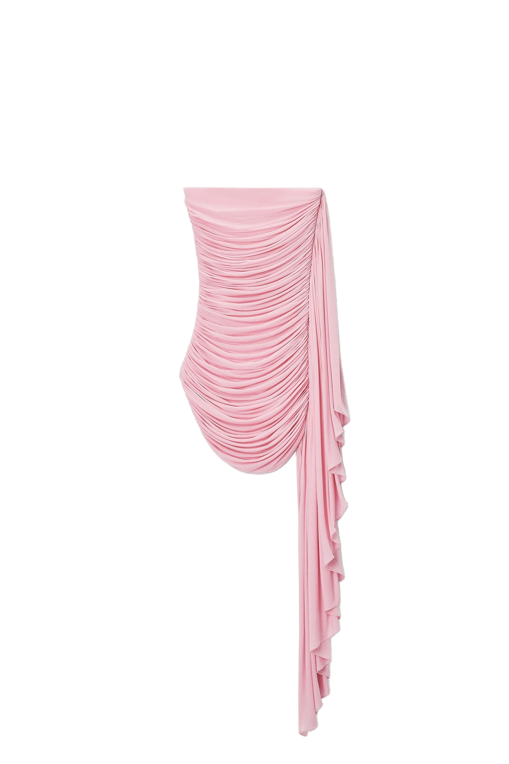 Alexander Wang Asymmetric Ruched Strapless Mini Dress in Begonia Pink Alexander Wang Asymmetric Ruched Strapless Mini Dress in Begonia Pink | Luxury Shoes