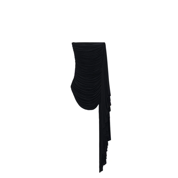 Alexander Wang Asymmetric Ruched Strapless Mini Dress in Black | Luxury Shoes 