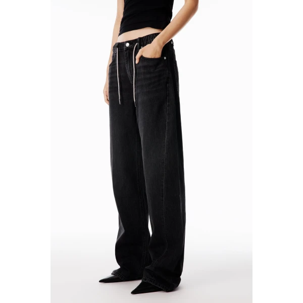 Alexander Wang Balloon Crystal Hotfix Drawcord Jogger in Grey Aged | Sweatpants | Luxury Shoes 