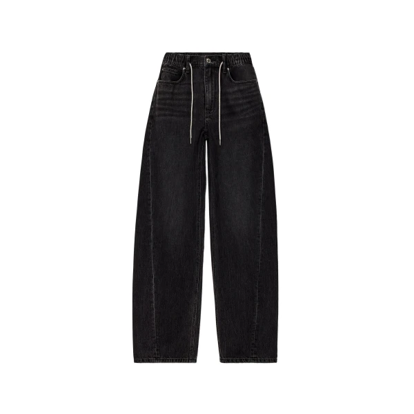 Balloon Crystal Hotfix Drawcord Jogger in Grey Aged