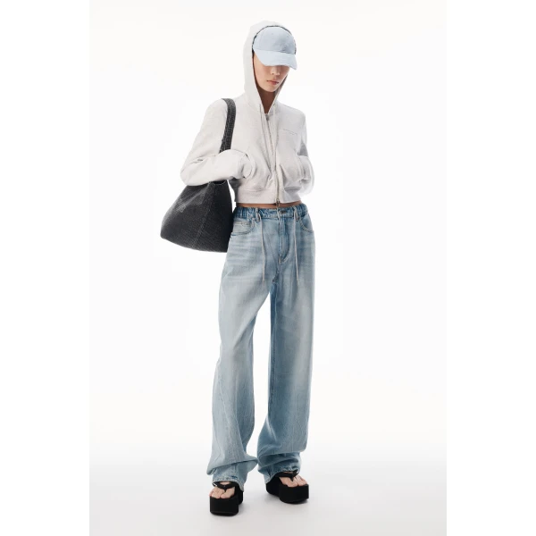 Alexander Wang Balloon Crystal Hotfix Drawcord Jogger in Light Bleach | Sweatpants | Luxury Shoes 