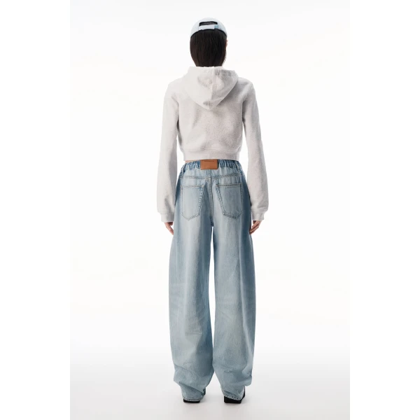 Alexander Wang Balloon Crystal Hotfix Drawcord Jogger in Light Bleach | Sweatpants | Luxury Shoes 