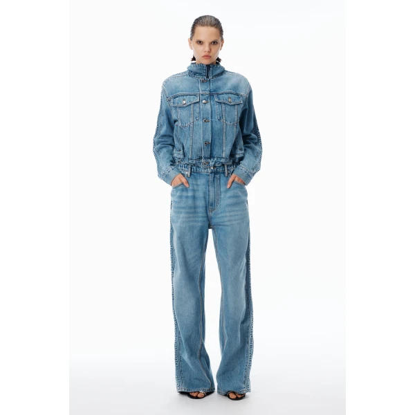 Alexander Wang Balloon Logo-Embossed Jean in Vintage Light Indigo | Denim | Luxury Shoes 