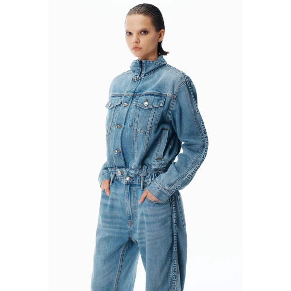 Alexander Wang Balloon Logo-Embossed Jean in Vintage Light Indigo | Denim | Luxury Shoes 
