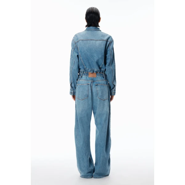 Alexander Wang Balloon Logo-Embossed Jean in Vintage Light Indigo | Denim | Luxury Shoes 