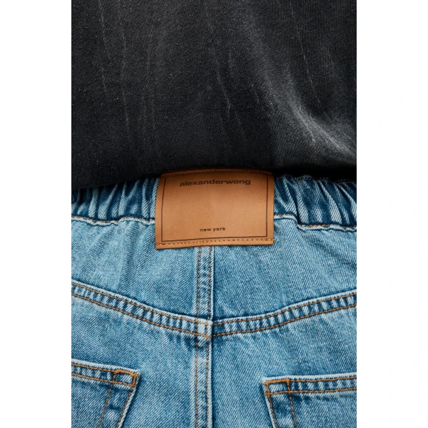Alexander Wang Balloon Logo-Embossed Jean in Vintage Light Indigo | Denim | Luxury Shoes 